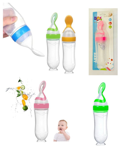 Soft Silicone Baby Spoon Feeder | BPA-Free Leak-Proof Feeding Bottle